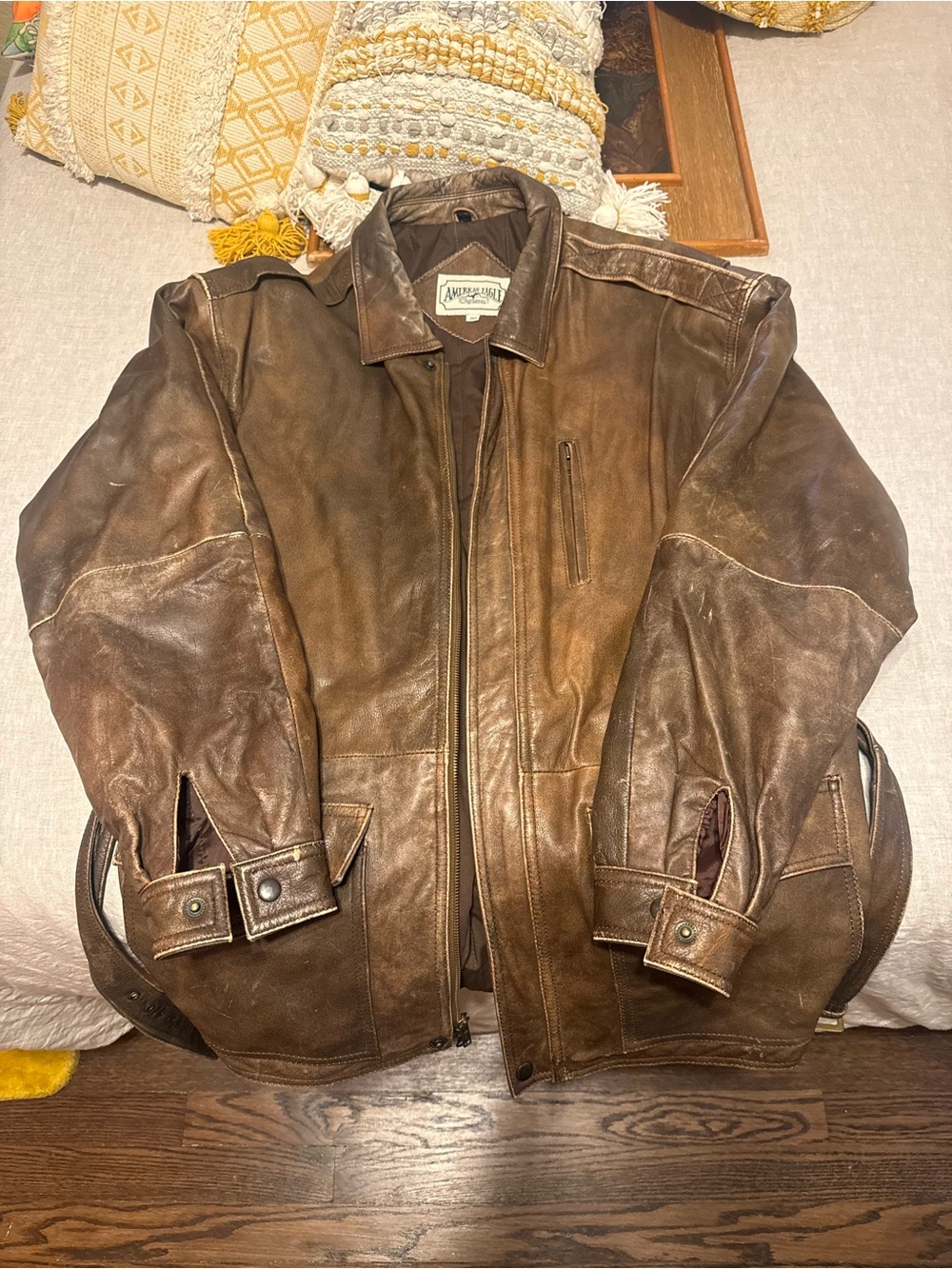 Men’s American Eagle Outfitters Brown Leather Bomber Jacket